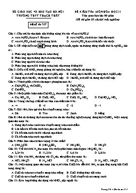Đề kiểm tra môn Hóa học 11 - Mã đề thi 357